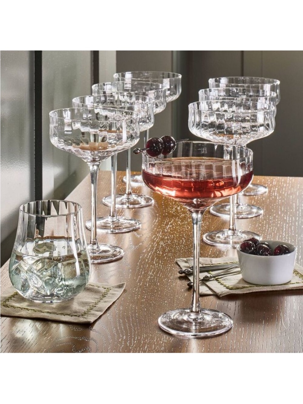 **Set of 8**  12oz Coupe Margarita Glasses Clear - Hearth & Hand Ribbed Scallop